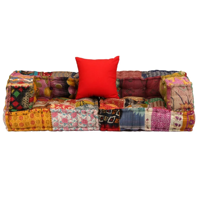 Coussins de sol poufs modulaire chaise longue en tissu 2 places en tissu Patchwork DEC021231