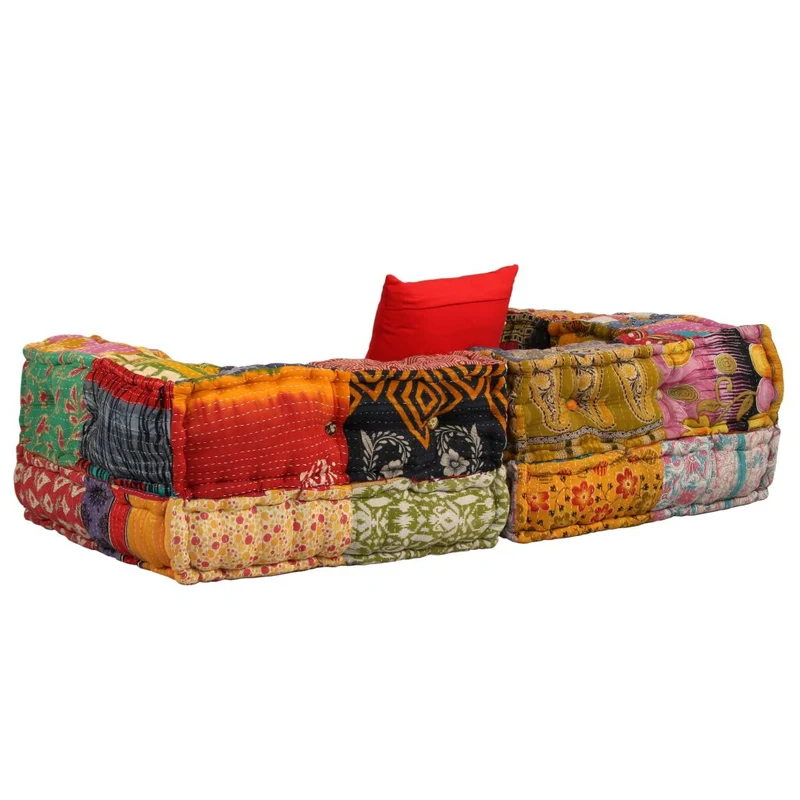 Coussins de sol poufs modulaire chaise longue en tissu 2 places en tissu Patchwork DEC021231