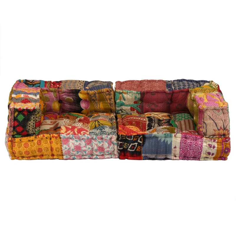 Coussins de sol poufs modulaire chaise longue en tissu 2 places en tissu Patchwork DEC021231