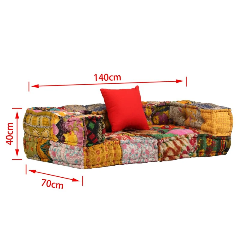 Coussins de sol poufs modulaire chaise longue en tissu 2 places en tissu Patchwork DEC021231