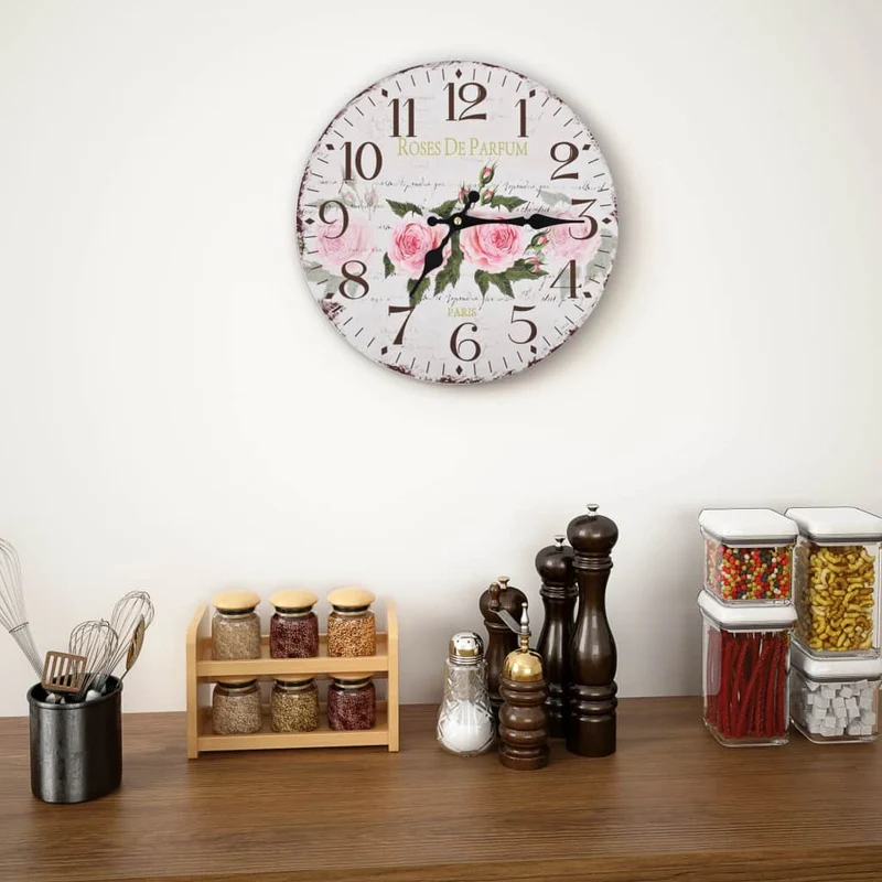 Horloge murale vintage Fleur 30 cm DEC022256