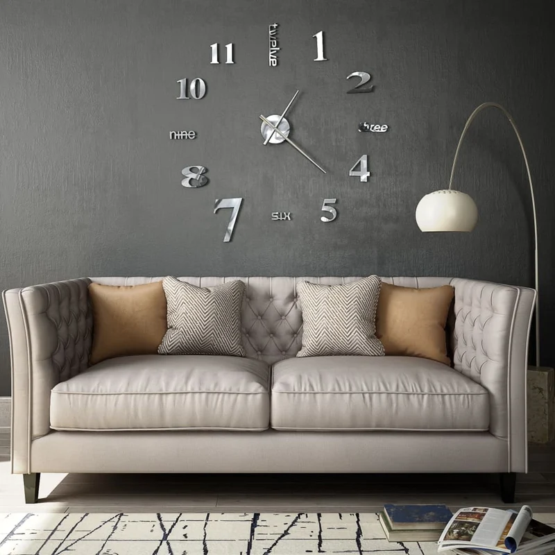 Horloge murale 3D Design moderne 100 cm XXL Argenté DEC022267