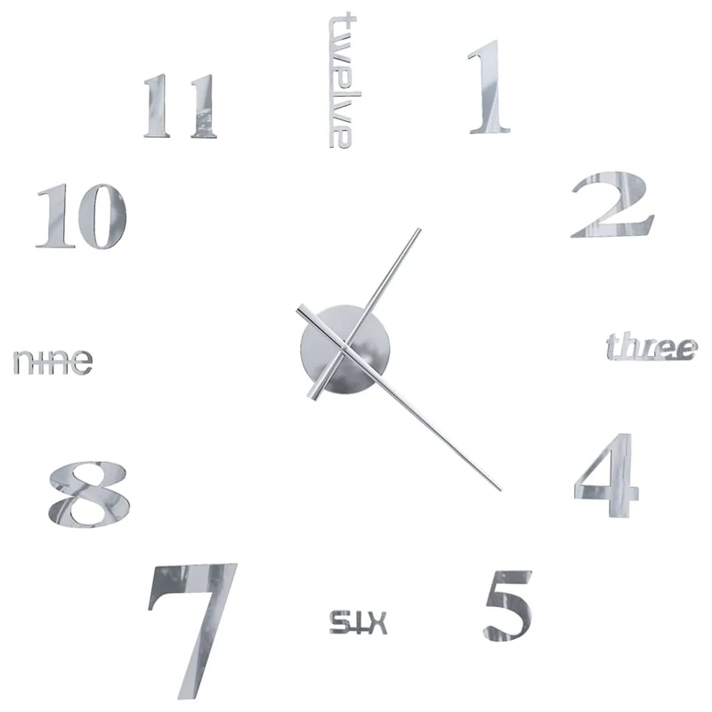 Horloge murale 3D Design moderne 100 cm XXL Argenté DEC022267