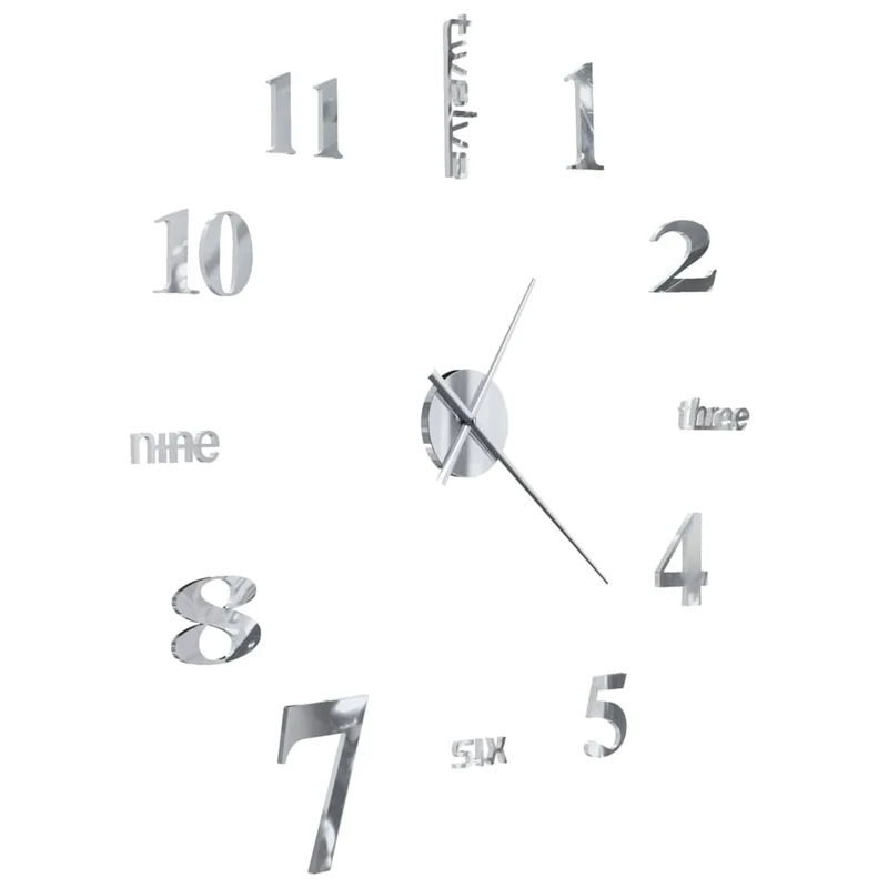 Horloge murale 3D Design moderne 100 cm XXL Argenté DEC022267