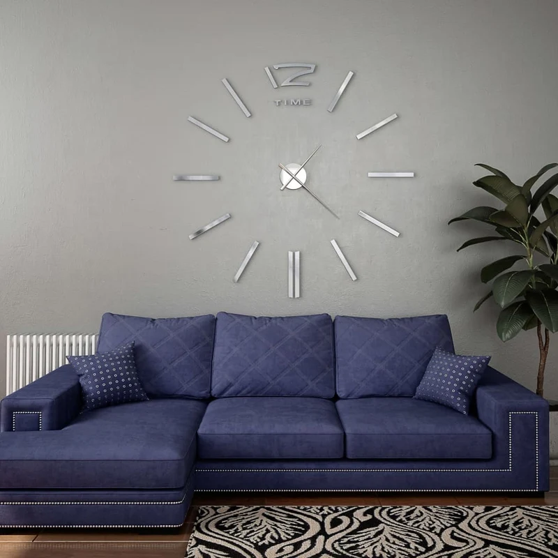 Horloge murale 3D Design moderne 100 cm XXL Argenté DEC022268