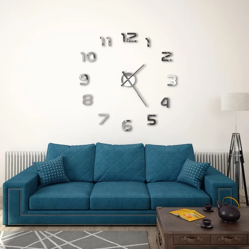Horloge murale 3D Design moderne 100 cm XXL Argenté DEC022265