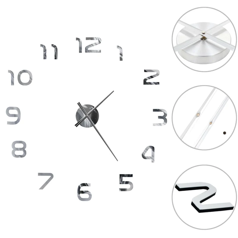 Horloge murale 3D Design moderne 100 cm XXL Argenté DEC022265