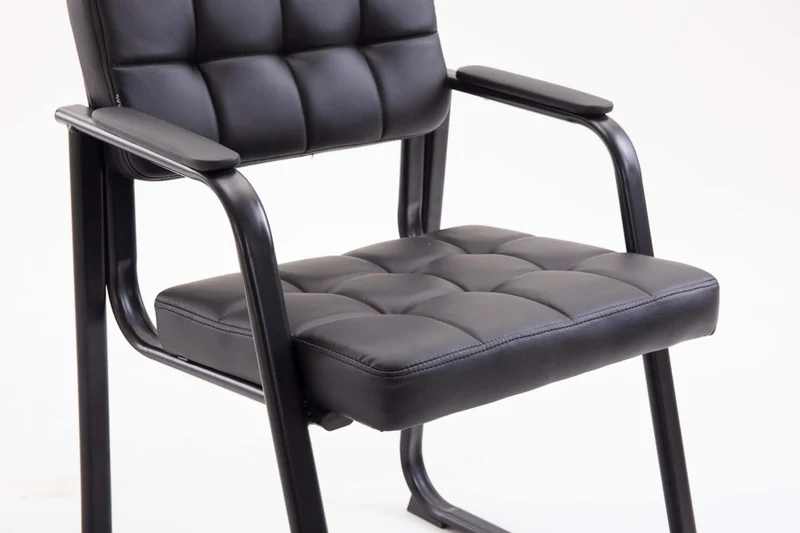 Chaise visiteur fauteuil de bureau sans roulette synthétique noir BUR10230