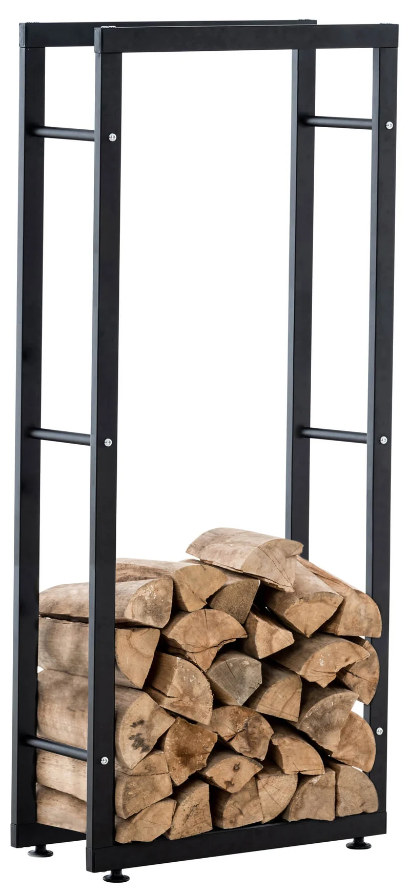 Range-bûches étagère support bois de cheminée 25x40x125 cm métal mat noir DEC10031