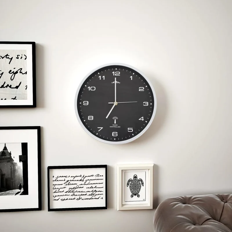 Horloge murale radioguidée avec mouvement à quartz 31 cm Noir DEC022251