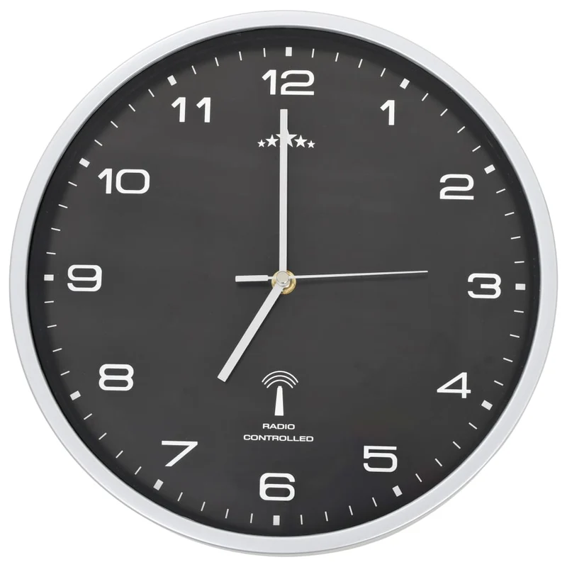 Horloge murale radioguidée avec mouvement à quartz 31 cm Noir DEC022251