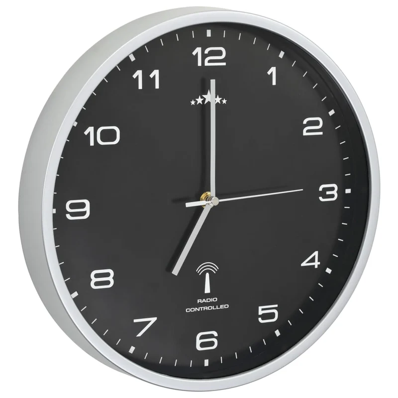 Horloge murale radioguidée avec mouvement à quartz 31 cm Noir DEC022251