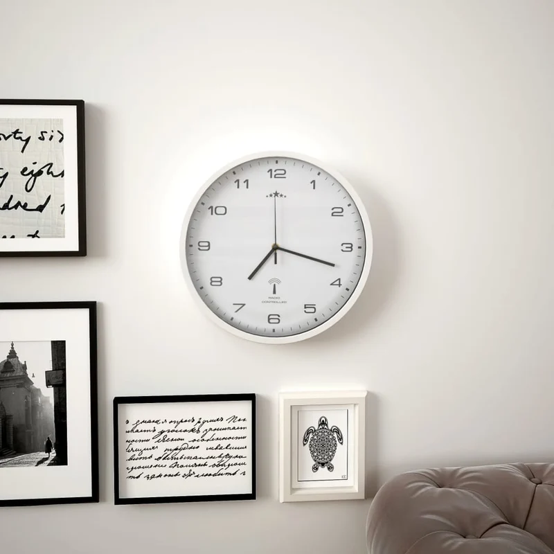 Horloge murale radioguidée avec mouvement à quartz 31 cm Blanc DEC022249