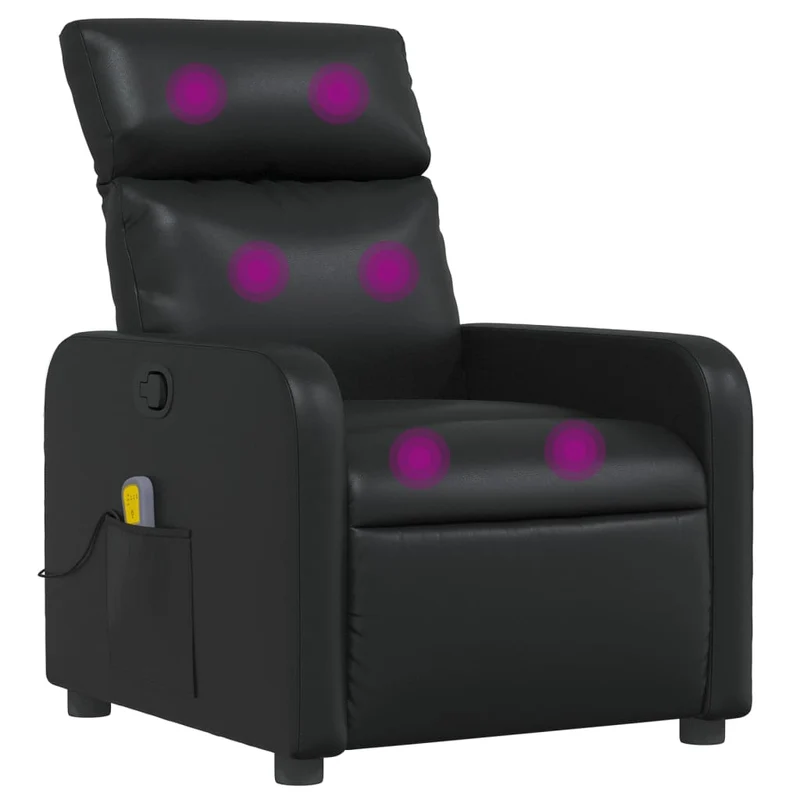 Fauteuil de relaxation TV fonction massage inclinable 6 points de massage en PVC noir DEC027032