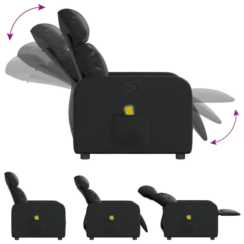 Fauteuil de relaxation TV fonction massage inclinable 6 points de massage en PVC noir DEC027032