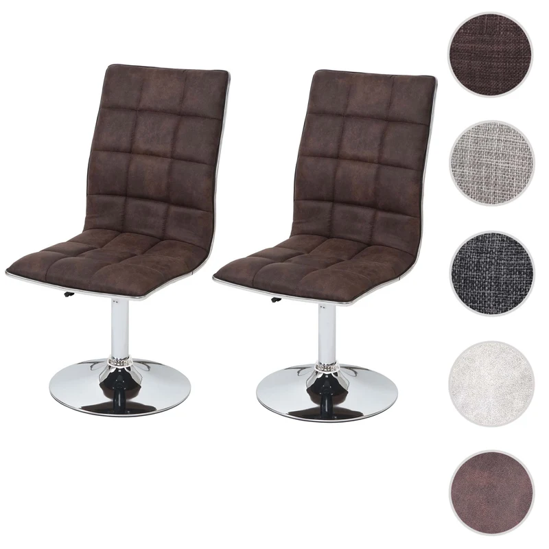 Lot de 2 chaises de salle à manger cuisine hauteur variable design élégant tissu brun foncé 04_0000342