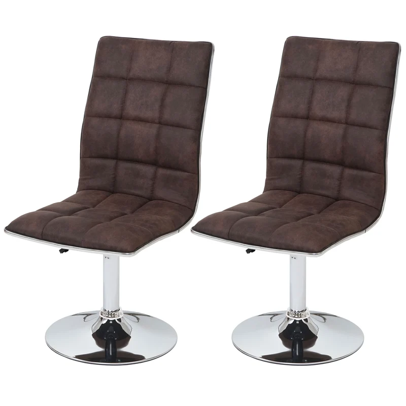 Lot de 2 chaises de salle à manger cuisine hauteur variable design élégant tissu brun foncé 04_0000342