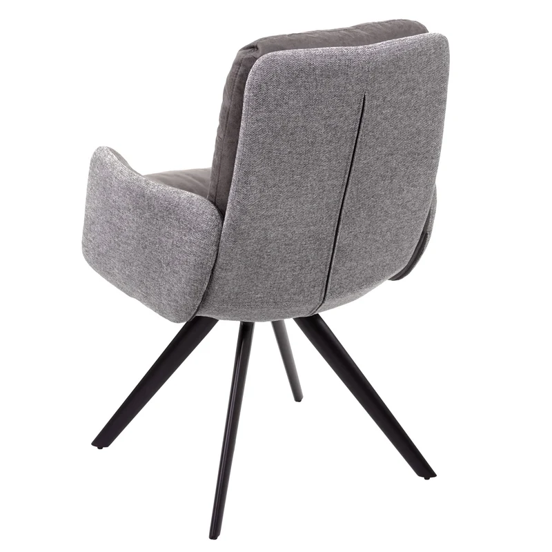 6x chaises de salle à manger fauteuil lounge avec accoudoir confortable rotative en tissu gris clair 04_0000860