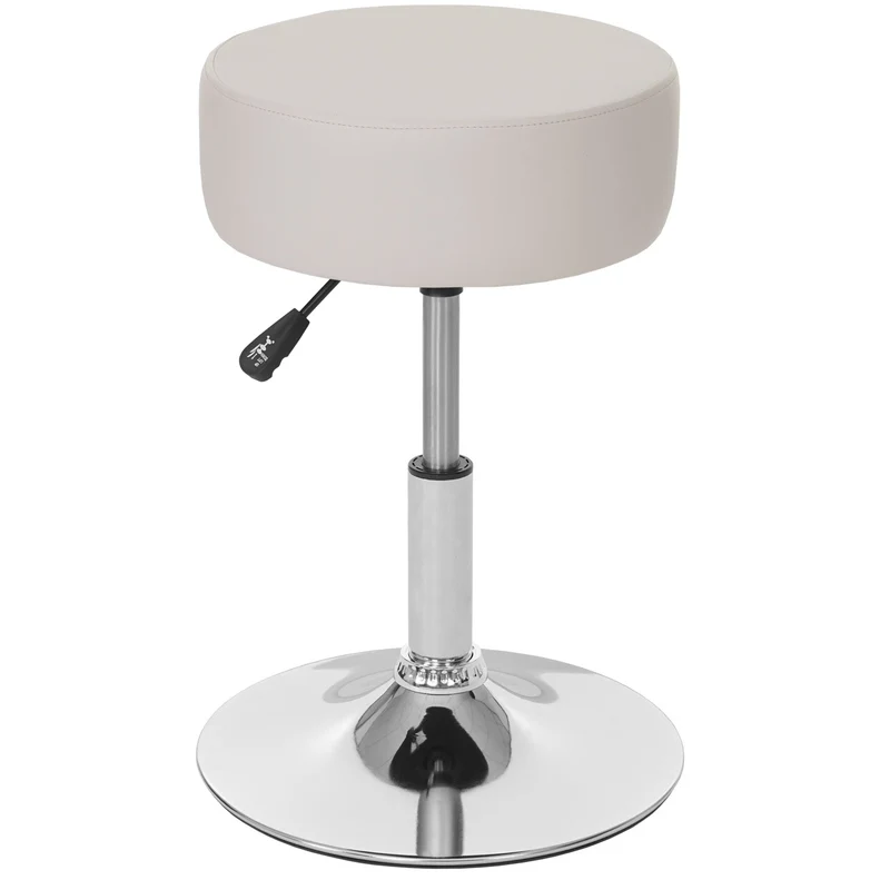 Tabouret siège polyvalent hauteur réglable pivotant Ø 35cm en synthétique crème 04_0005331