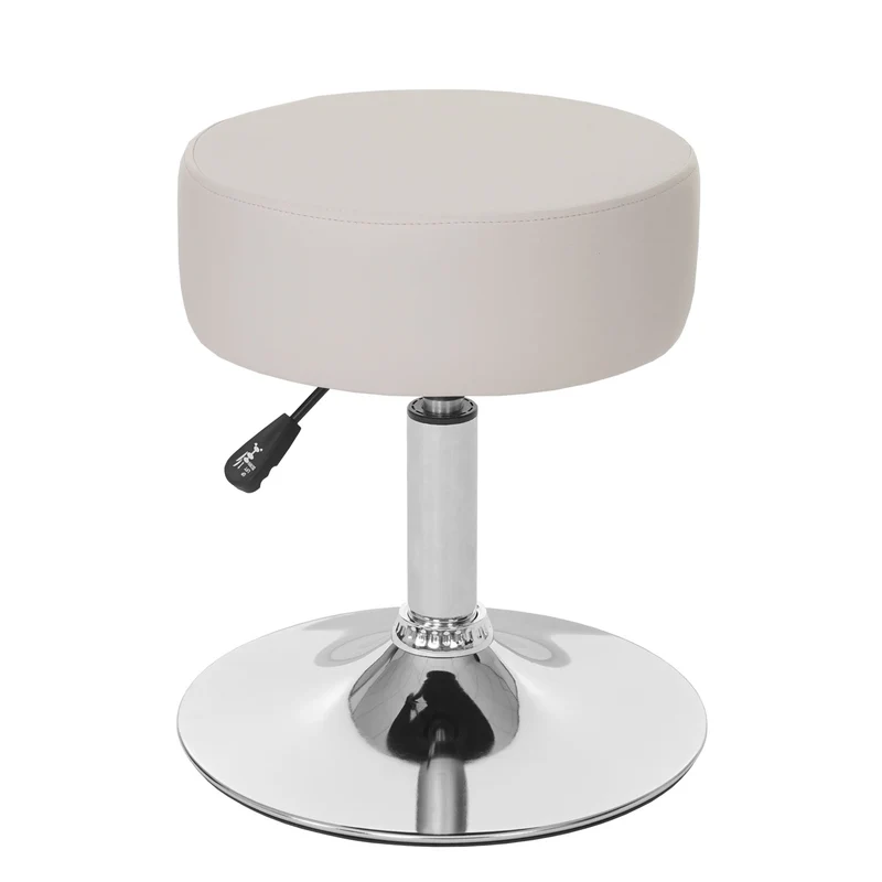 Tabouret siège polyvalent hauteur réglable pivotant Ø 35cm en synthétique crème 04_0005331