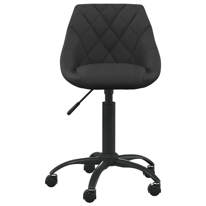 Tabouret de travail chaise de bureau sur roulettes hauteur réglable en velours noir DEC025054