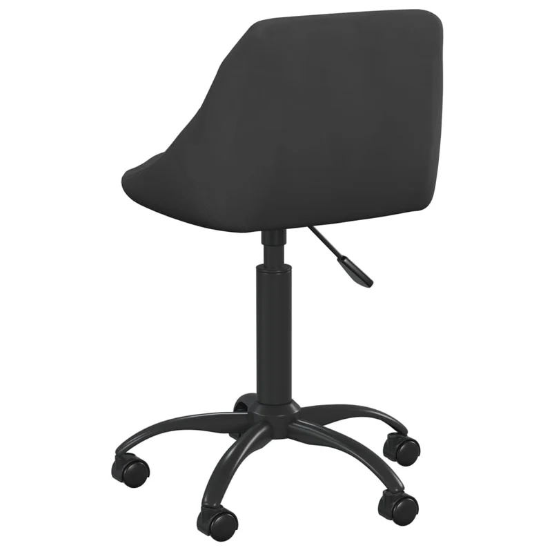 Tabouret de travail chaise de bureau sur roulettes hauteur réglable en velours noir DEC025054