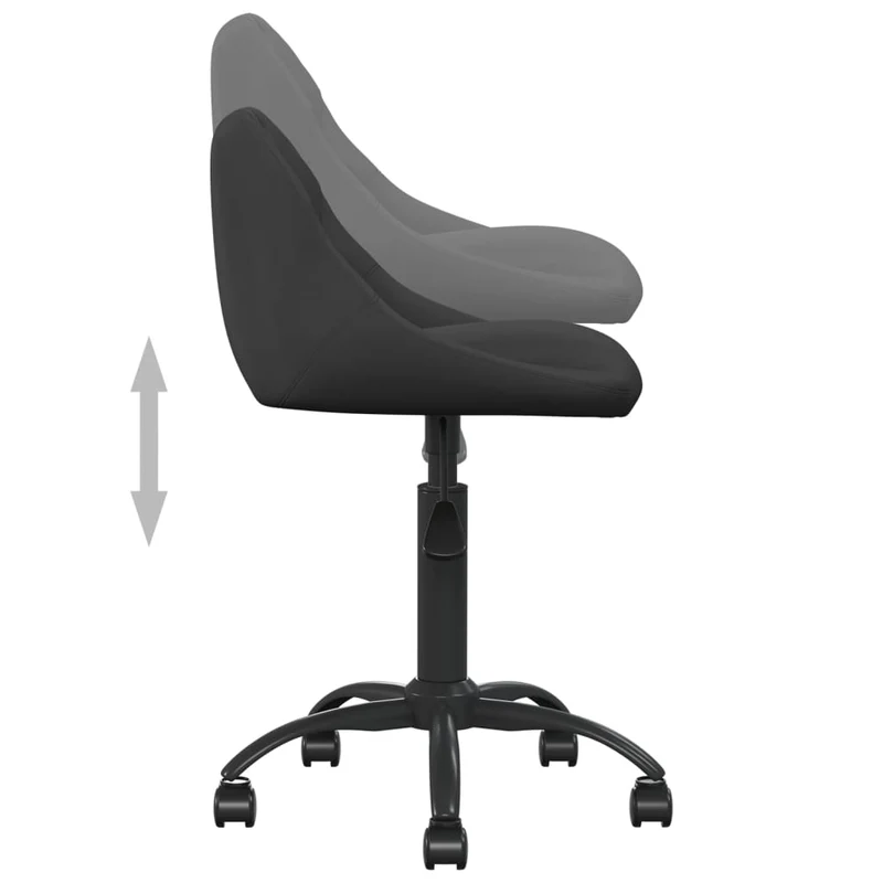 Tabouret de travail chaise de bureau sur roulettes hauteur réglable en velours noir DEC025054