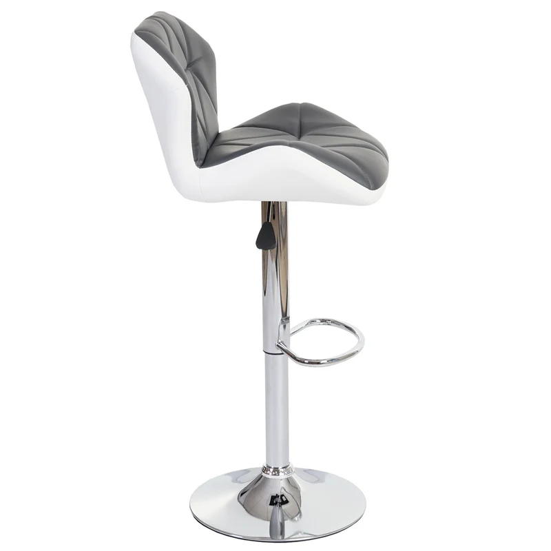 Tabouret de bar chaise de comptoir hauteur réglable en synthétique gris cadre en acier chromé 04_0005260
