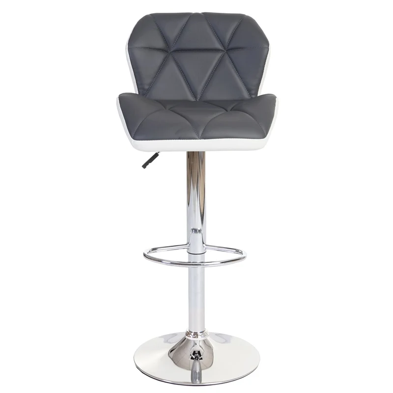 Tabouret de bar chaise de comptoir hauteur réglable en synthétique gris cadre en acier chromé 04_0005260
