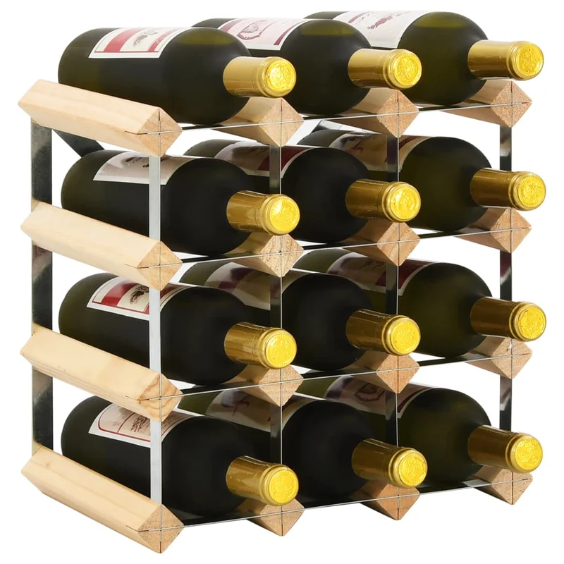 Casier range bouteilles étagère de rangement vin 12 bouteilles en bois de pin DEC024263
