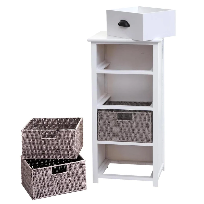 Commode polyvalente avec paniers et tiroir 83x40x29 cm en bois blancs 04_0006505