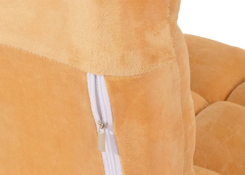 Chaise de sol coussin de sol dossier réglable sur 6 positions de relaxation cadre stable velours marron clair 04_0006363