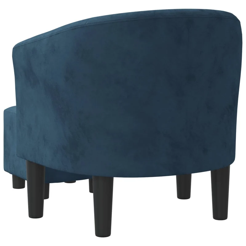 Fauteuil lounge design moderne avec repose-pieds en velours bleu foncé DEC026830