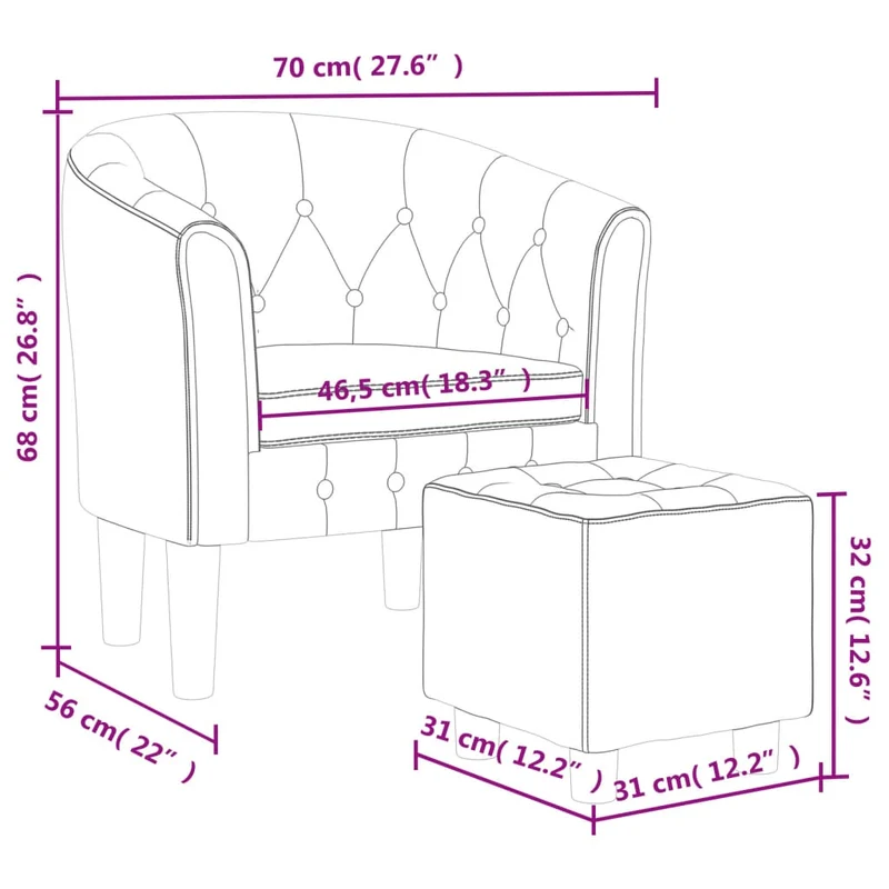 Fauteuil lounge design moderne avec repose-pieds en velours bleu foncé DEC026830