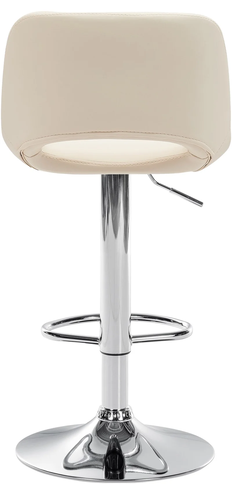 Tabouret de bar chaise haute x1 avec repose-pieds en PVC crème piètement métallique chromé 10_0004581
