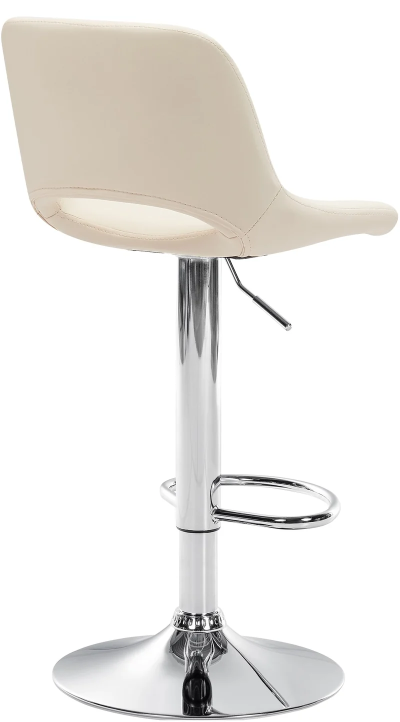 Tabouret de bar chaise haute x1 avec repose-pieds en PVC crème piètement métallique chromé 10_0004581