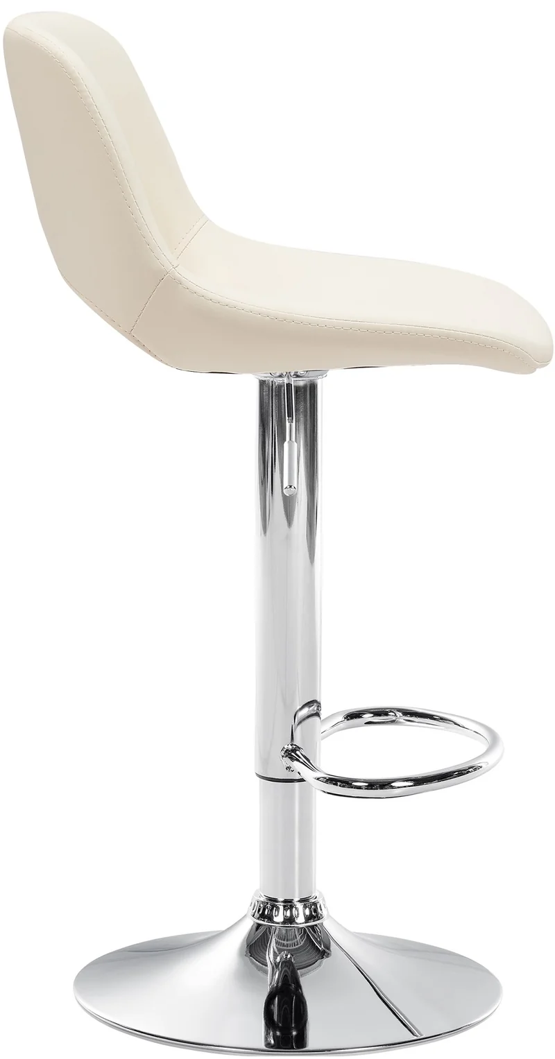 Tabouret de bar chaise haute x1 avec repose-pieds en PVC crème piètement métallique chromé 10_0004581