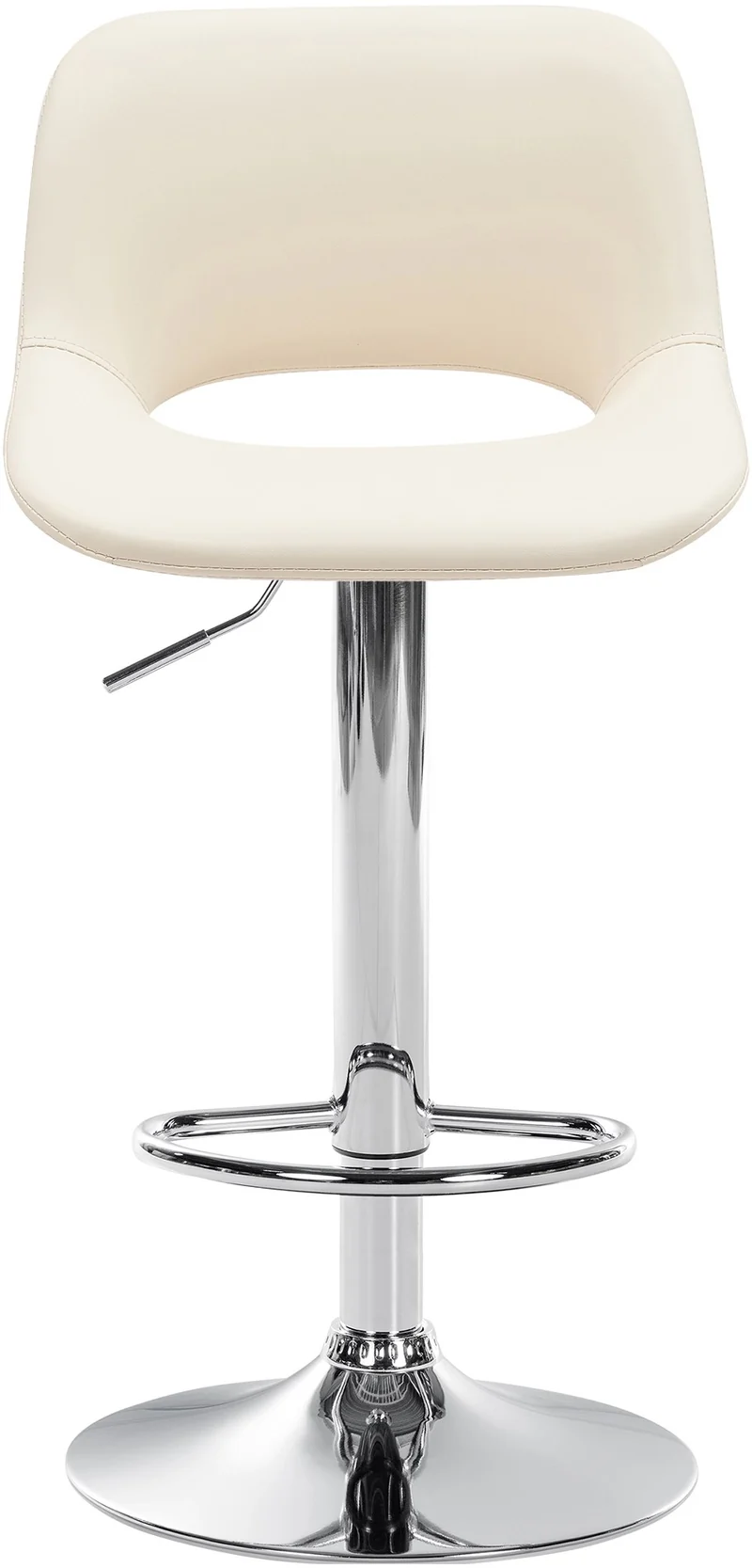 Tabouret de bar chaise haute x1 avec repose-pieds en PVC crème piètement métallique chromé 10_0004581