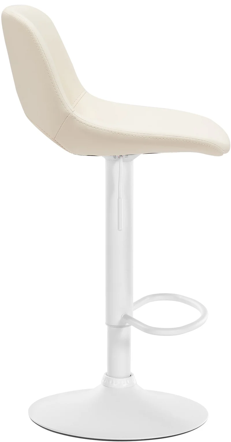 Tabouret de bar chaise haute x1 avec repose-pieds en PVC crème piètement métallique blanc 10_0004589