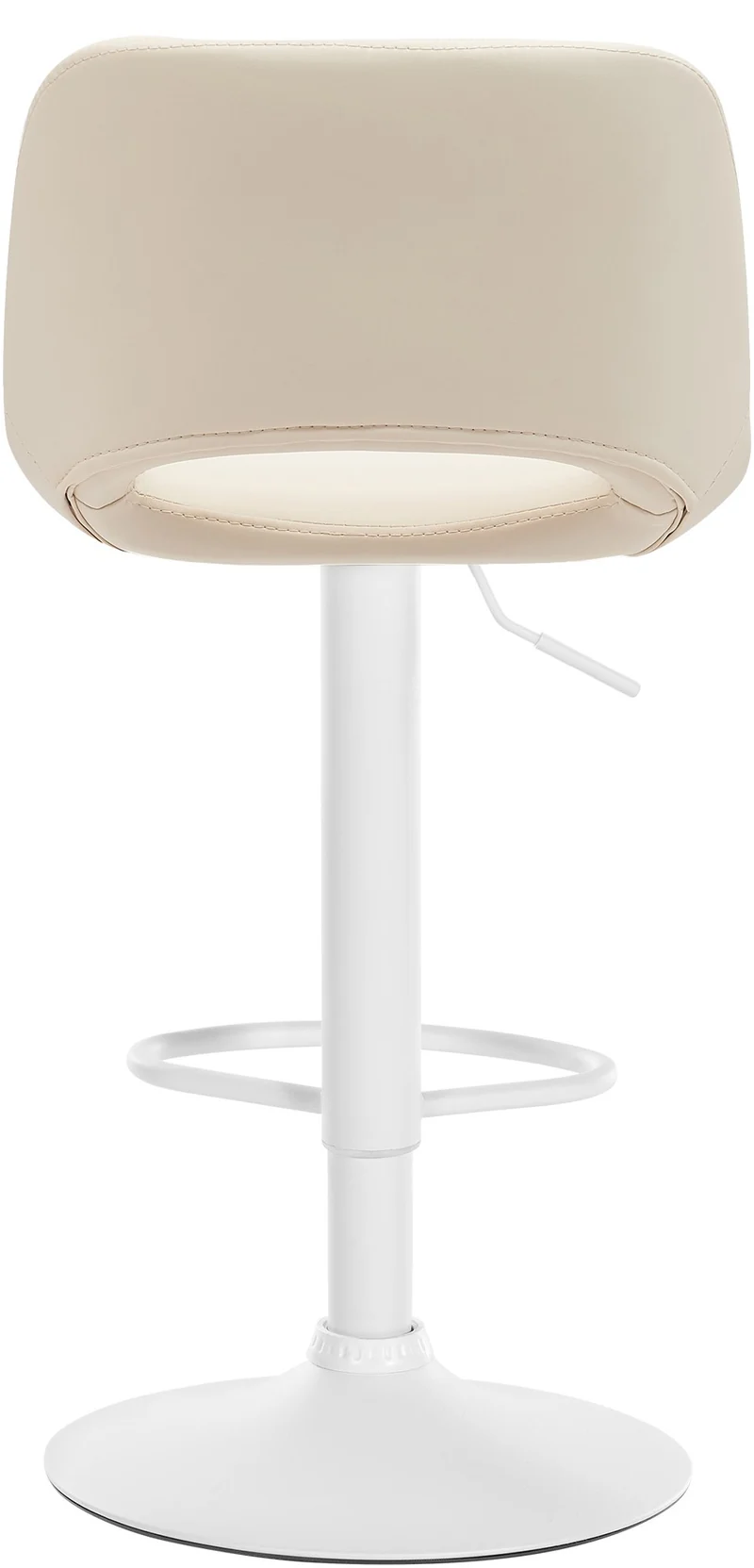 Tabouret de bar chaise haute x1 avec repose-pieds en PVC crème piètement métallique blanc 10_0004589
