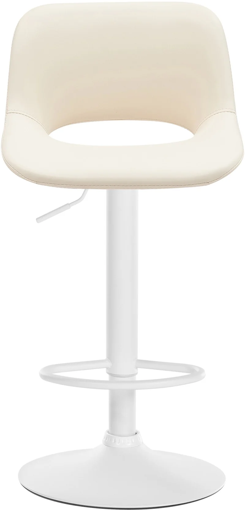 Tabouret de bar chaise haute x1 avec repose-pieds en PVC crème piètement métallique blanc 10_0004589