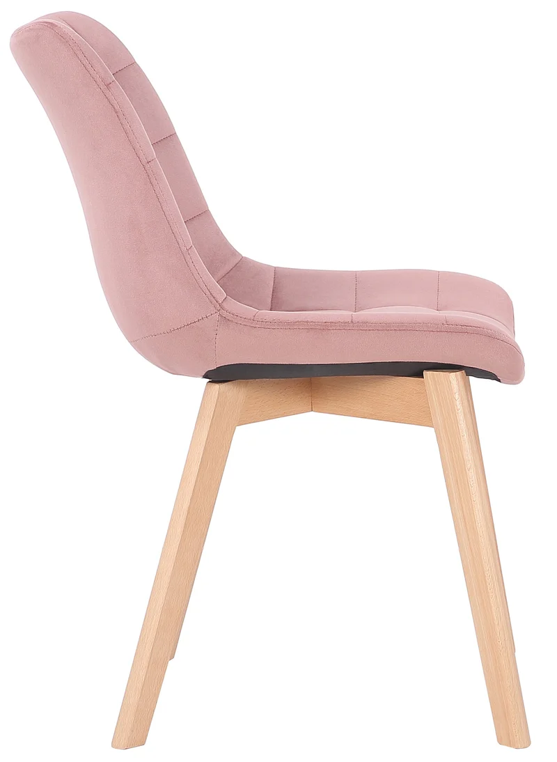 Chaise de salle à manger x1 rembourrage généreux en velours rose piètement en bois 10_0002085