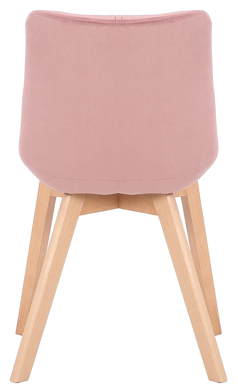 Chaise de salle à manger x1 rembourrage généreux en velours rose piètement en bois 10_0002085