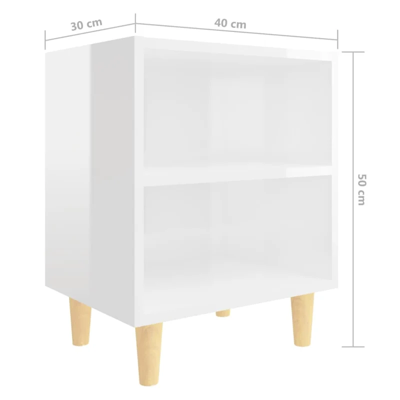 Lot de 2 tables de chevet avec compartiment ouvert 40 x 30 x 50 cm bois d'ingénierie blanc DEC036176