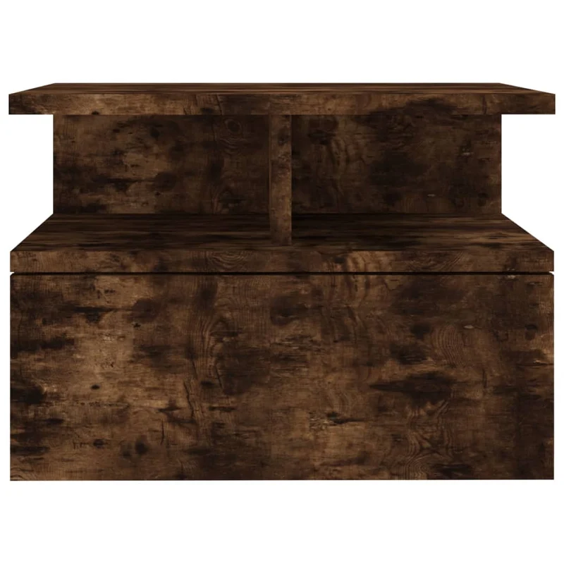 Lot de 2 tables de chevet murale 40 x 31 x 27 cm avec tiroir et étagère en bois d’ingénierie marron DEC035991