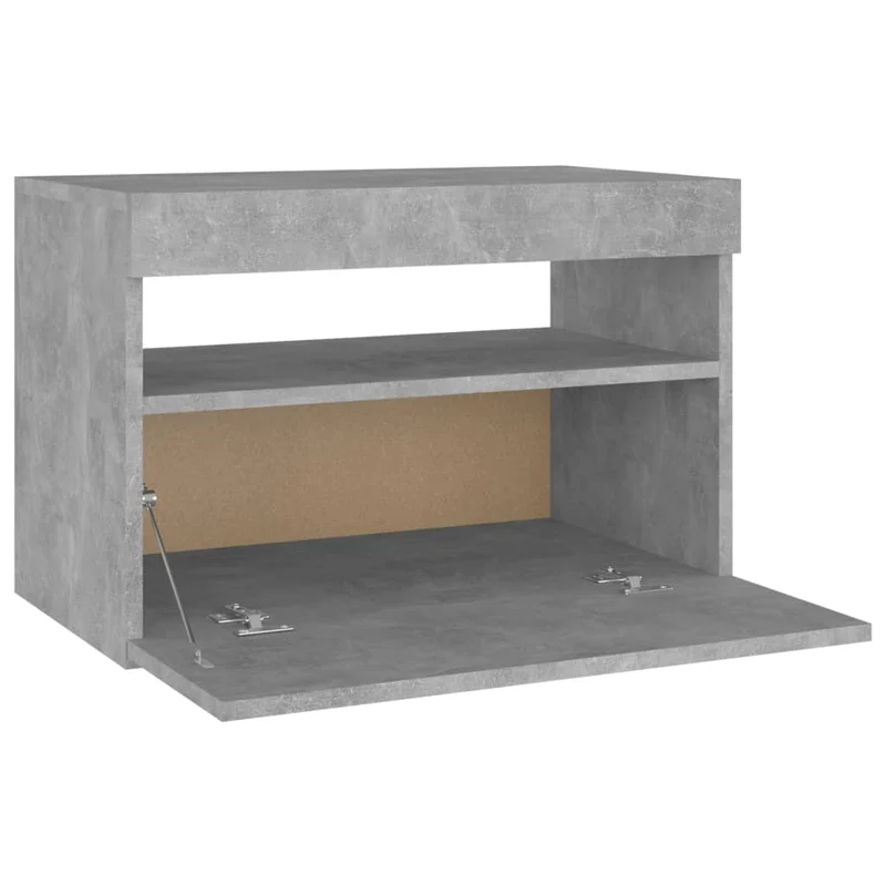 Lot de 2 tables de chevet avec lumières LED et compartiment avec porte 60 x 35 x 40 cm bois d'ingénierie gris DEC035938
