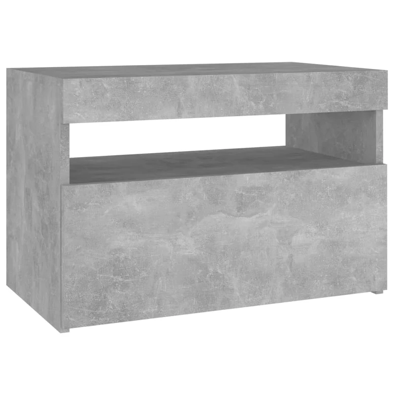 Lot de 2 tables de chevet avec lumières LED et compartiment avec porte 60 x 35 x 40 cm bois d'ingénierie gris DEC035938