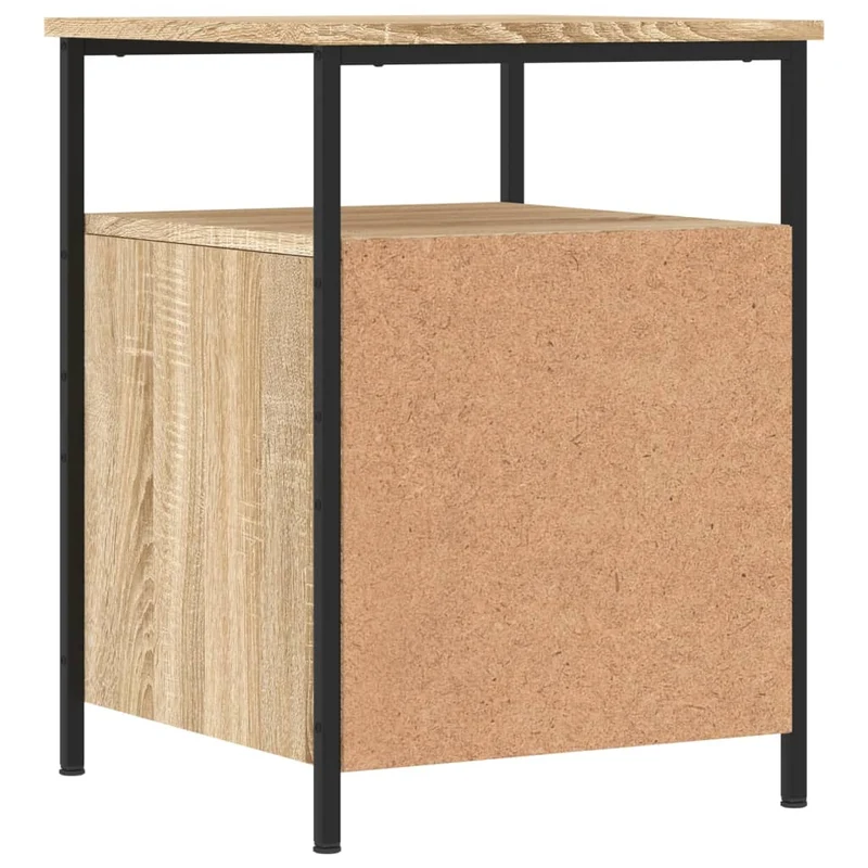 Lot de 2 tables de chevet avec tiroirs et étagère 44 x 45 x 60cm bois d'ingénierie couleur chêne et fer DEC035893