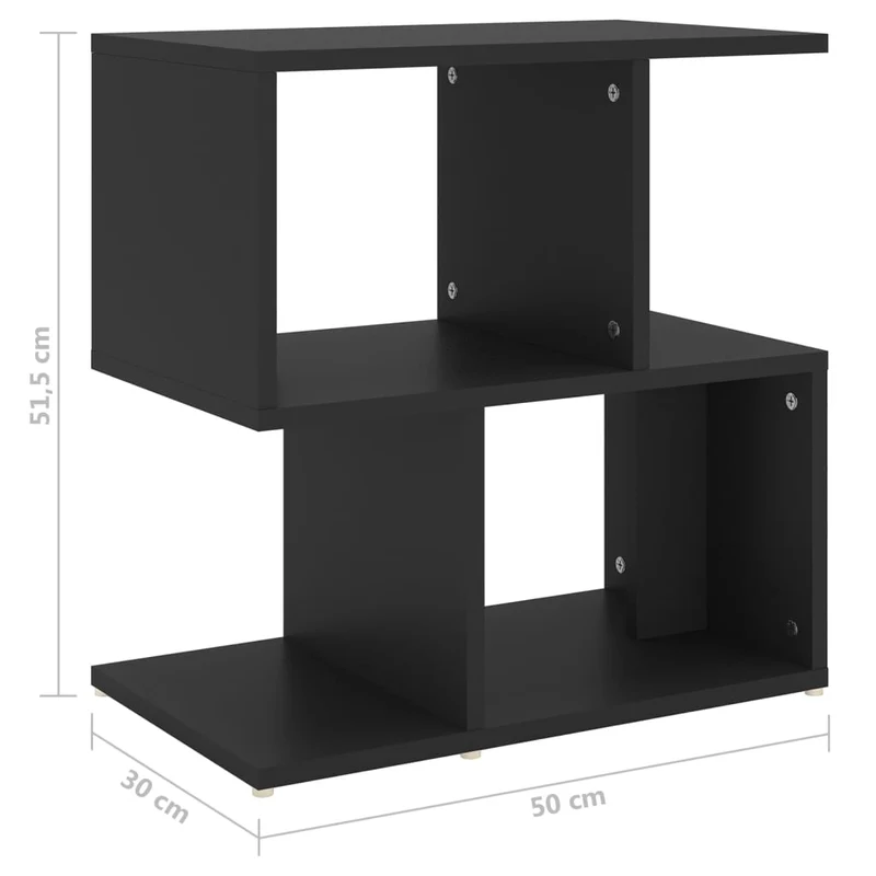Lot de 2 tables de chevet avec étagères 50 x 30 x 51,5 cm bois d'ingénierie noir DEC035601