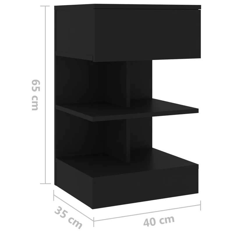 Lot de 2 tables de chevet avec tiroir et étagères 40 x 35 x 65 cm bois d'ingénierie noir DEC035562